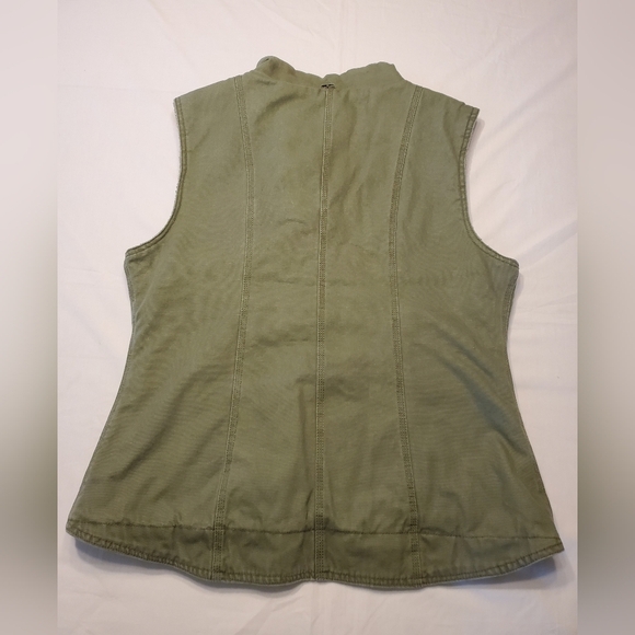 Lakin Mckey Women's Canvas Sherpa Lined Vest Olive Green Size 2XLR Farming Work - Picture 2 of 12